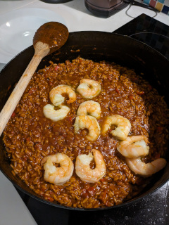 Paella con gambas